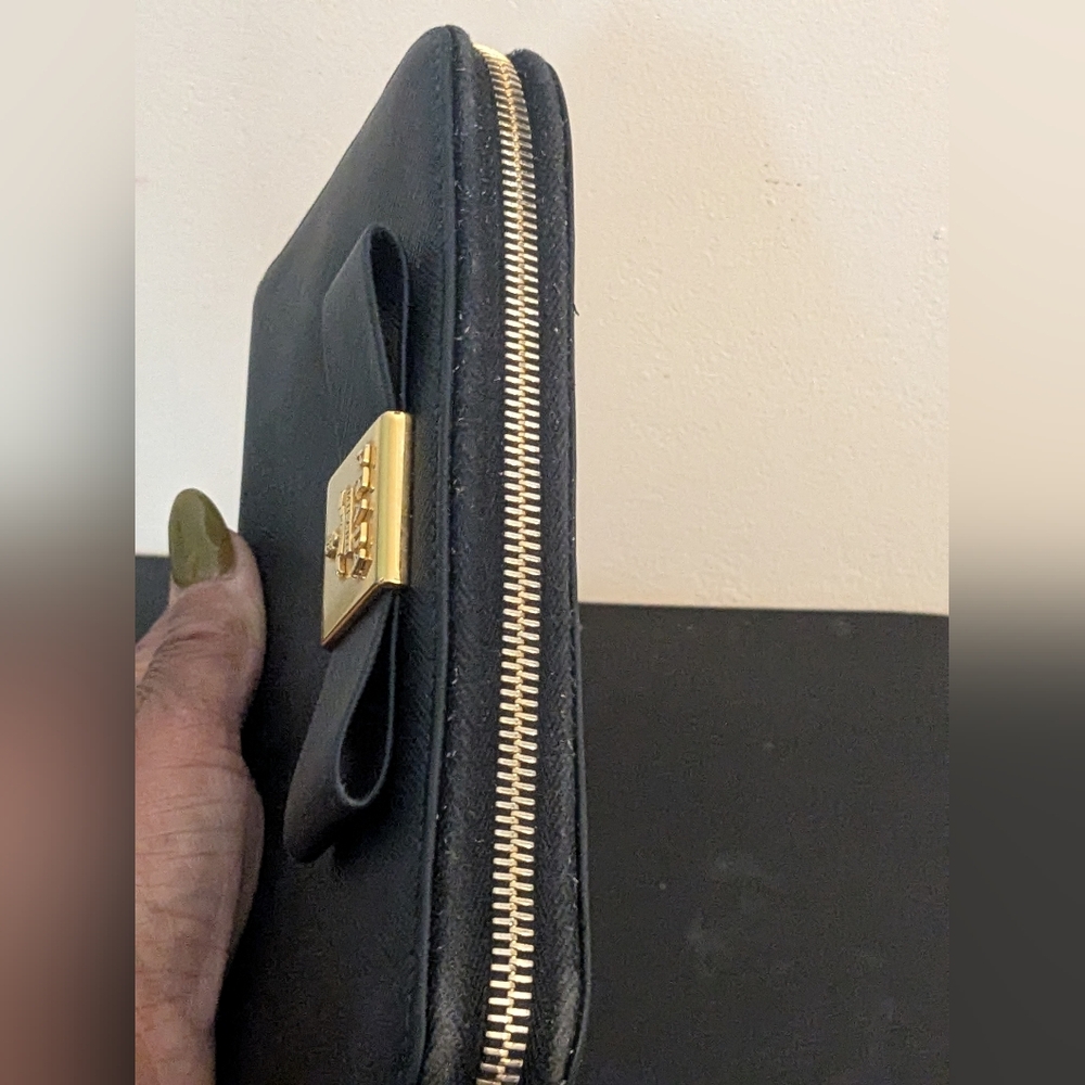 PRADA Authentic Genuine Saffiano Leather Ribbon Long Black Gold Hardware Wallet - Picture 2 of 15